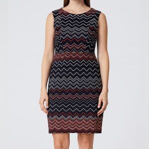 En Focus Studio Chevron Zigzag Dress Size 14 – Sleeveless Red Black White Knit